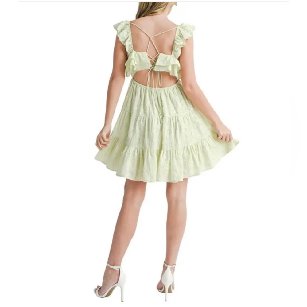 new All in Favor Light Green Ruffle Dress pistachio green large - Picture 2 of 8
